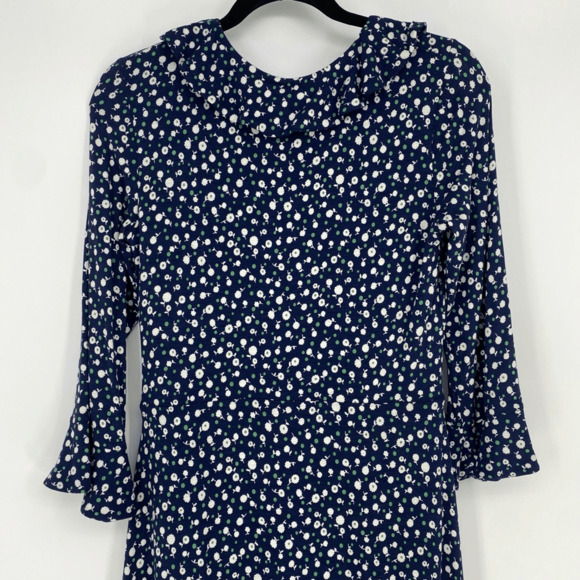 Boden Michaela Knit Jersey Dress Size 6 Daisy Floral Print Ruffles V-neck Casual - Picture 10 of 11